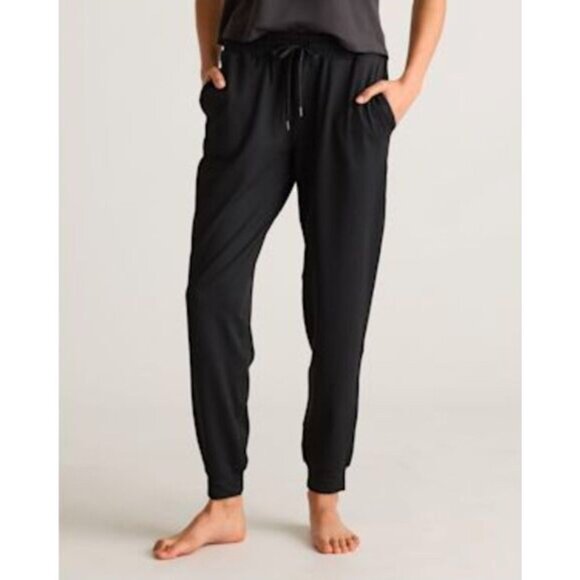 Quince Pants - Quince Ladies Flowknit MidRise Jogger Black Size Small 25" Inseam (Petite)